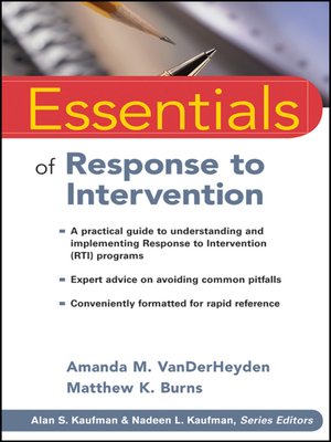 cover image of Essentials of Response to Intervention